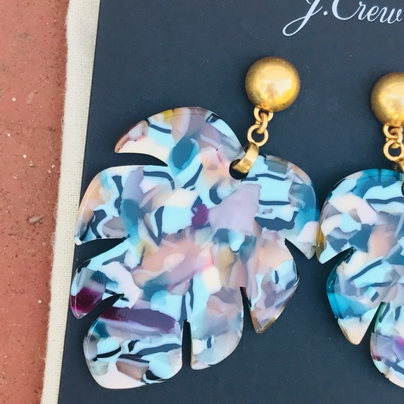 J.Crew Multicolor Leafy Monstera Acetate Earrings - Picture 7 of 8